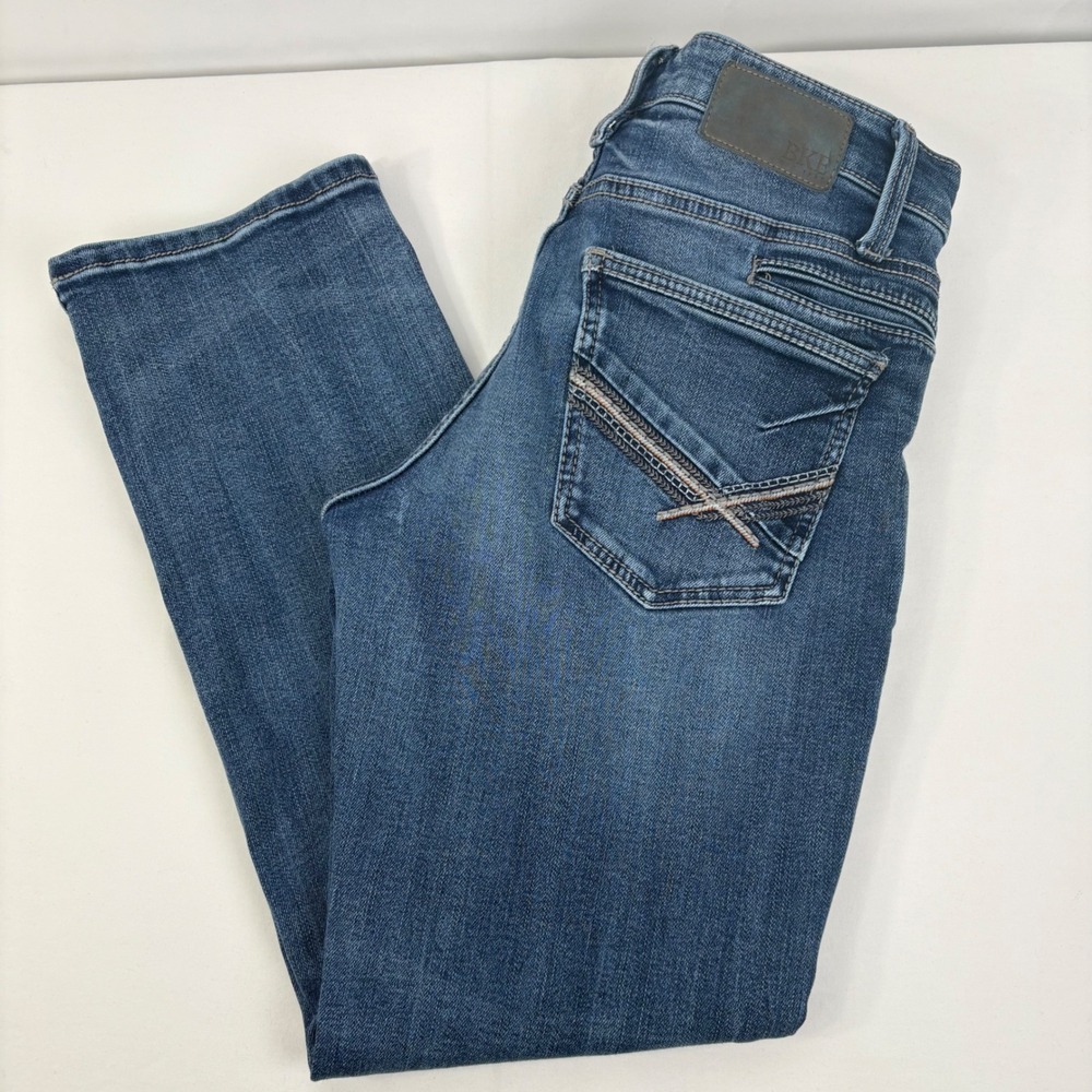 BKE Men's Jake Straight Leg Jeans Medium Wash Embroidered Pocket 31x30 (32x29)